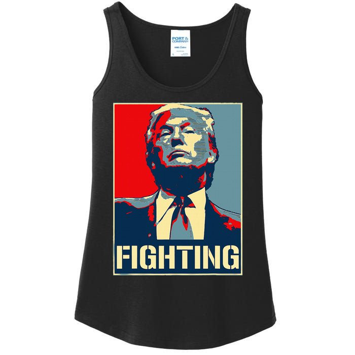 Donald Trump Never Stop Fighting To Save America Ladies Essential Tank