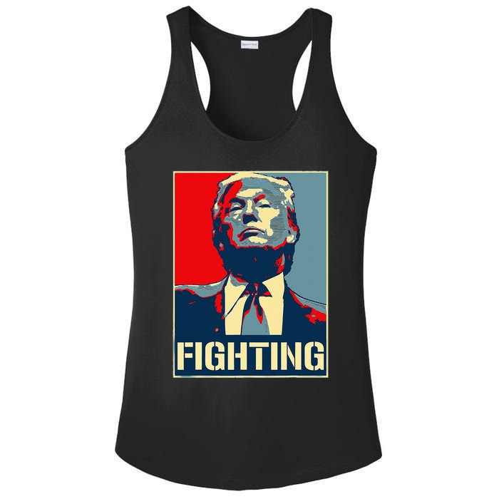 Donald Trump Never Stop Fighting To Save America Ladies PosiCharge Competitor Racerback Tank