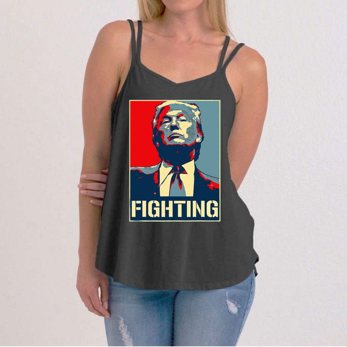 Donald Trump Never Stop Fighting To Save America Women's Strappy Tank