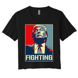 Donald Trump Never Stop Fighting To Save America Women's Crop Top Tee