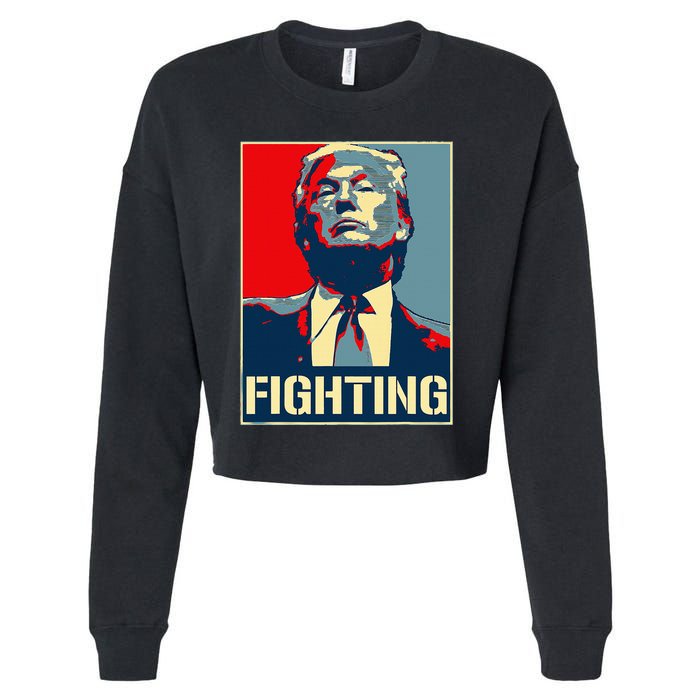 Donald Trump Never Stop Fighting To Save America Cropped Pullover Crew