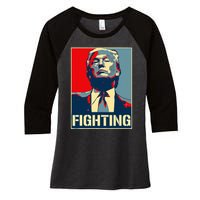 Donald Trump Never Stop Fighting To Save America Women's Tri-Blend 3/4-Sleeve Raglan Shirt