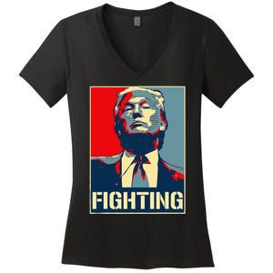 Donald Trump Never Stop Fighting To Save America Women's V-Neck T-Shirt