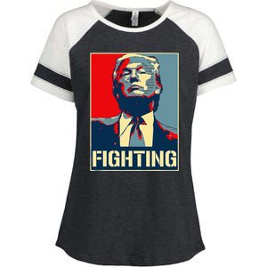 Donald Trump Never Stop Fighting To Save America Enza Ladies Jersey Colorblock Tee