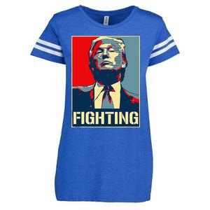 Donald Trump Never Stop Fighting To Save America Enza Ladies Jersey Football T-Shirt