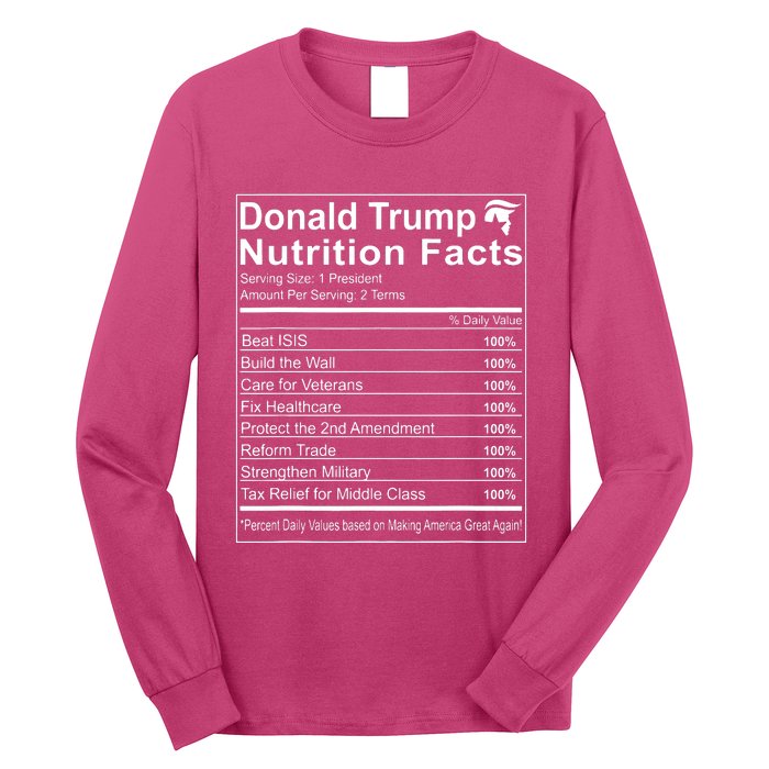 Donald Trump Nutrition Facts Make America Great Long Sleeve Shirt