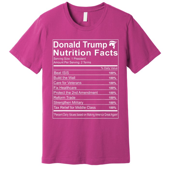 Donald Trump Nutrition Facts Make America Great Premium T-Shirt