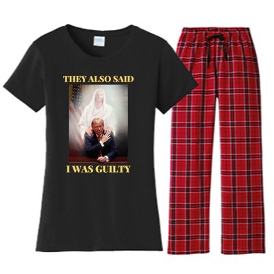 Donald Trump Not Guilty Jesus Christ Patriot Pray Maga Women's Flannel Pajama Set