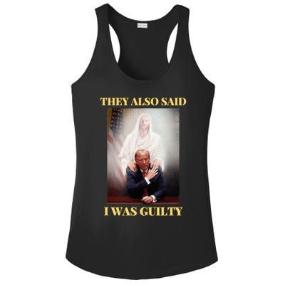 Donald Trump Not Guilty Jesus Christ Patriot Pray Maga Ladies PosiCharge Competitor Racerback Tank