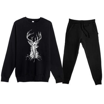 Deer Tree Nature Preservation Earth Day Graphic Premium Crewneck Sweatsuit Set