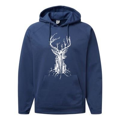 Deer Tree Nature Preservation Earth Day Graphic Performance Fleece Hoodie