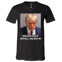 Donald Trump Never Fight Uphill Me Trump 2024 V-Neck T-Shirt