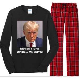 Donald Trump Never Fight Uphill Me Trump 2024 Long Sleeve Pajama Set