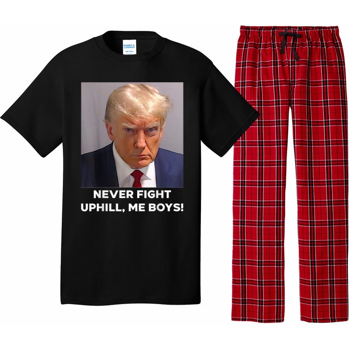 Donald Trump Never Fight Uphill Me Trump 2024 Pajama Set