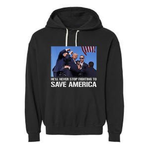 Donald Trump Never Stop Fighting To Save America Supporter Garment-Dyed Fleece Hoodie