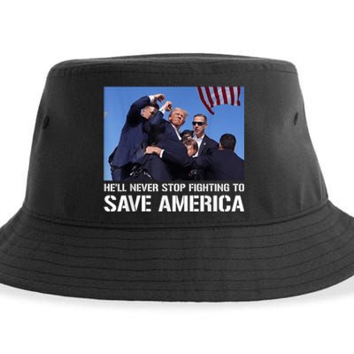 Donald Trump Never Stop Fighting To Save America Supporter Sustainable Bucket Hat