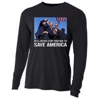 Donald Trump Never Stop Fighting To Save America Supporter Cooling Performance Long Sleeve Crew