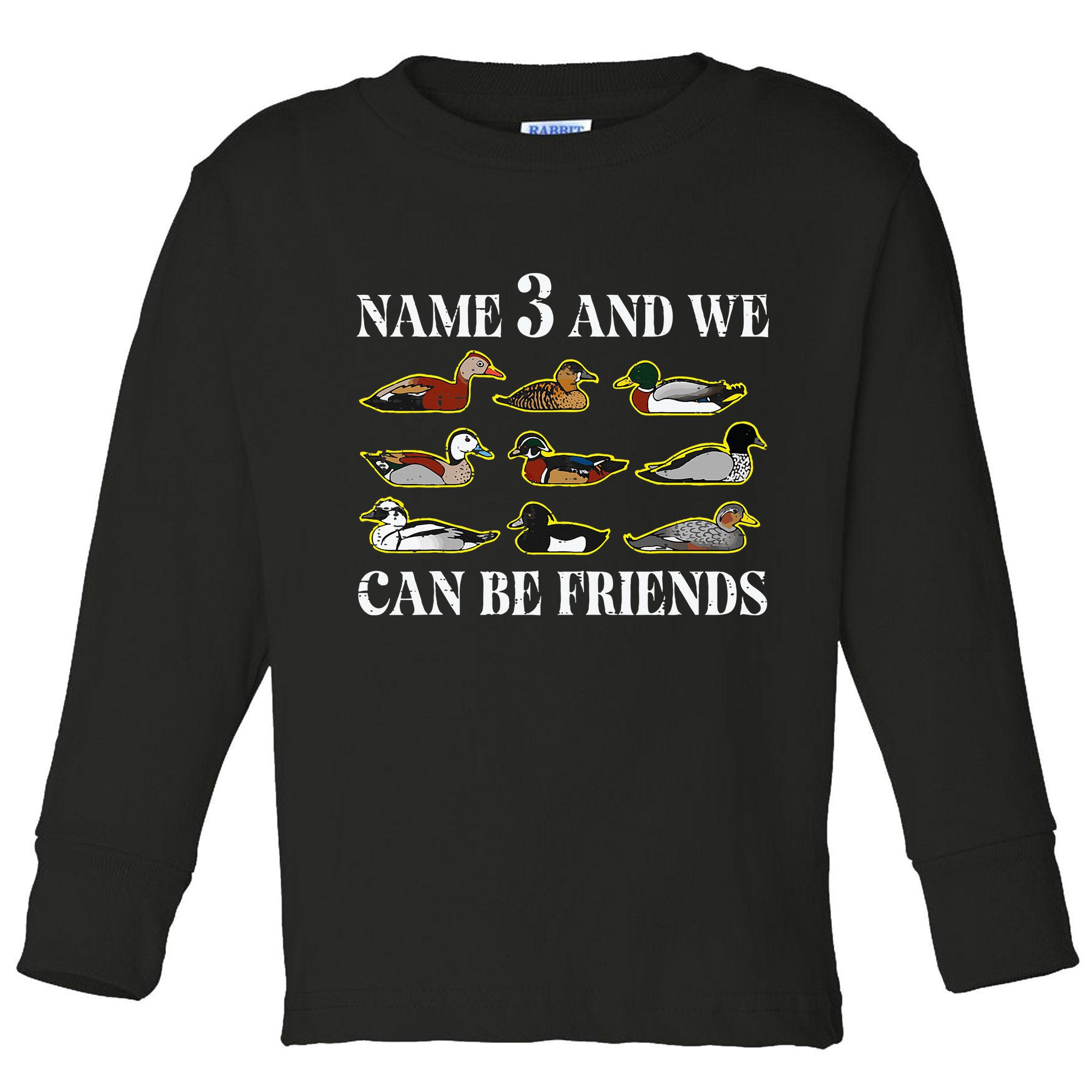 Duck Types Name 3 We Can Be Friends Toddler Long Sleeve Shirt