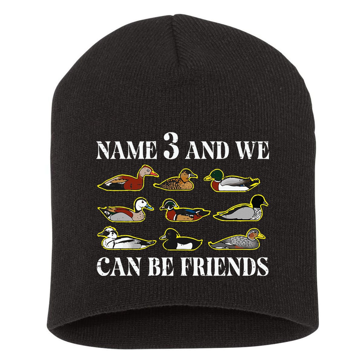 Duck Types Name 3 We Can Be Friends Short Acrylic Beanie