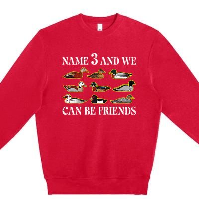 Duck Types Name 3 We Can Be Friends Premium Crewneck Sweatshirt