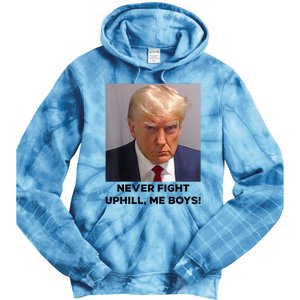 Donald Trump Never Fight Uphill Me Trump 2024 Tie Dye Hoodie