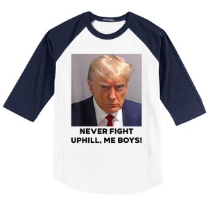 Donald Trump Never Fight Uphill Me Trump 2024 Baseball Sleeve Shirt