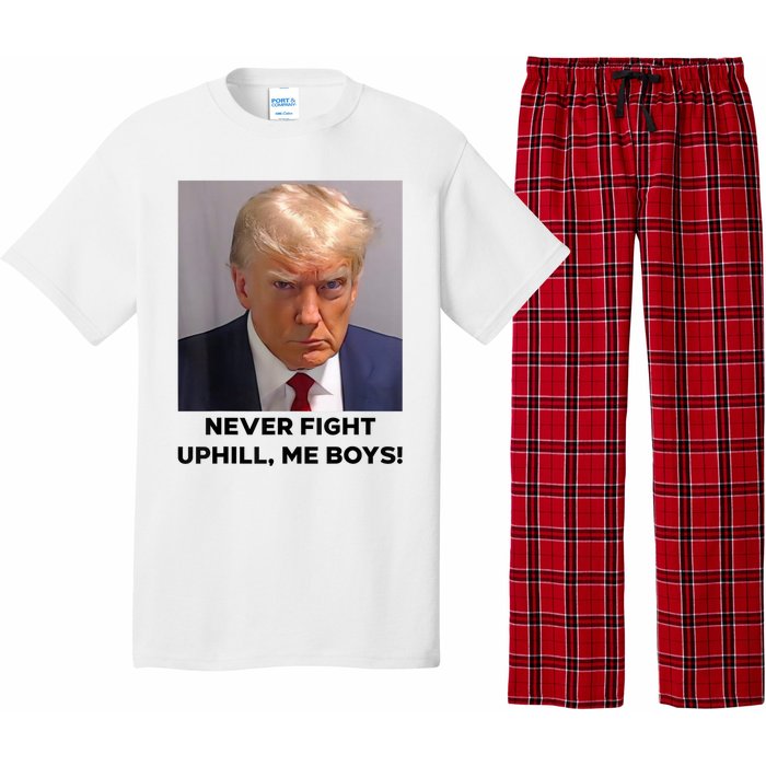 Donald Trump Never Fight Uphill Me Trump 2024 Pajama Set