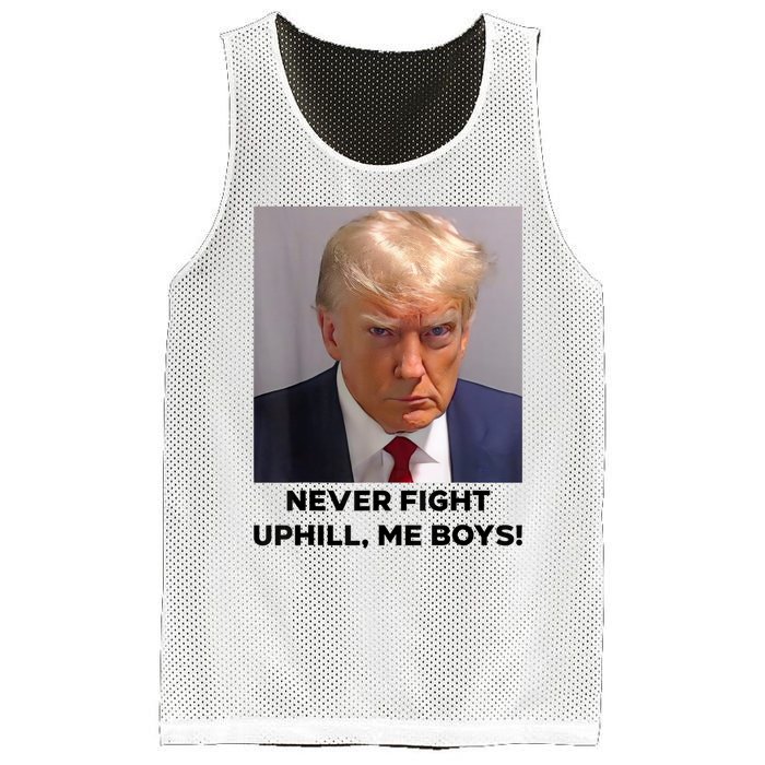 Donald Trump Never Fight Uphill Me Trump 2024 Mesh Reversible Basketball Jersey Tank