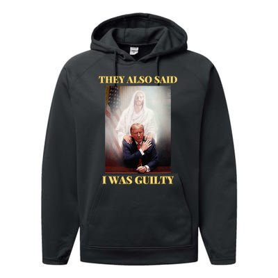 Donald Trump Not Guilty Jesus Christ Patriot Pray Maga Performance Fleece Hoodie