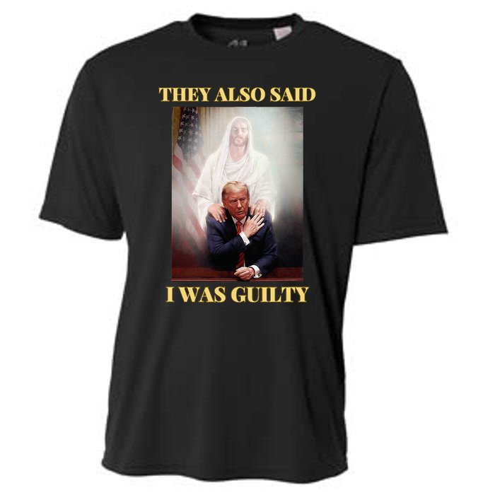 Donald Trump Not Guilty Jesus Christ Patriot Pray Maga Cooling Performance Crew T-Shirt