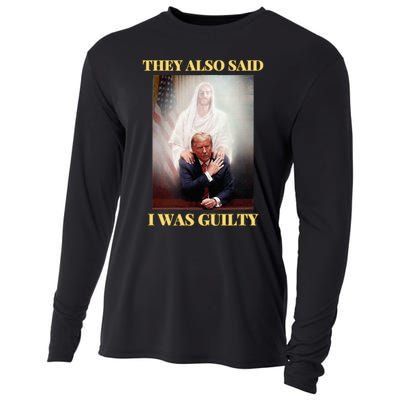 Donald Trump Not Guilty Jesus Christ Patriot Pray Maga Cooling Performance Long Sleeve Crew