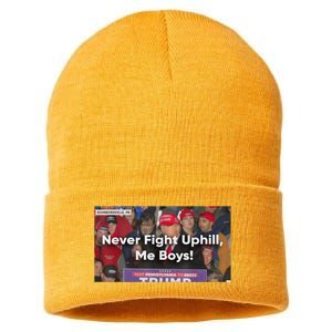 Donald Trump Never Fight Uphill Me Trump 2024 Sustainable Knit Beanie