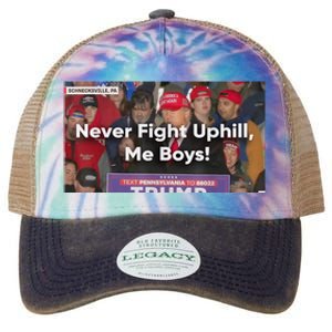 Donald Trump Never Fight Uphill Me Trump 2024 Legacy Tie Dye Trucker Hat