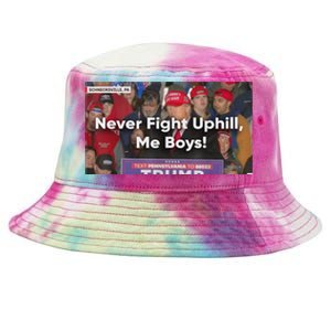 Donald Trump Never Fight Uphill Me Trump 2024 Tie-Dyed Bucket Hat