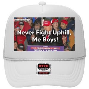 Donald Trump Never Fight Uphill Me Trump 2024 High Crown Mesh Back Trucker Hat