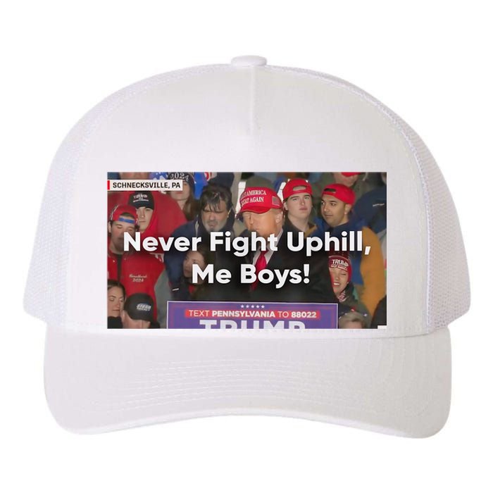 Donald Trump Never Fight Uphill Me Trump 2024 Yupoong Adult 5-Panel Trucker Hat