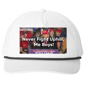 Donald Trump Never Fight Uphill Me Trump 2024 Snapback Five-Panel Rope Hat