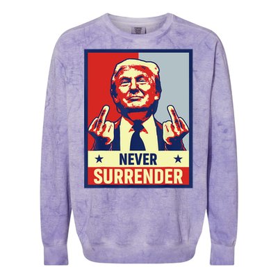 Donald Trump Never Surrender Pro Trump Trump Mug Shot Retro Colorblast Crewneck Sweatshirt