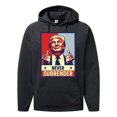 Donald Trump Never Surrender Pro Trump Trump Mug Shot Retro Performance Fleece Hoodie