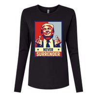 Donald Trump Never Surrender Pro Trump Trump Mug Shot Retro Womens Cotton Relaxed Long Sleeve T-Shirt