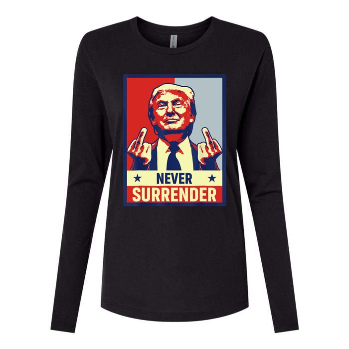 Donald Trump Never Surrender Pro Trump Trump Mug Shot Retro Womens Cotton Relaxed Long Sleeve T-Shirt