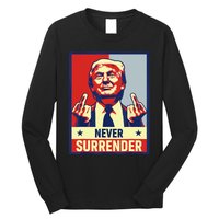 Donald Trump Never Surrender Pro Trump Trump Mug Shot Retro Long Sleeve Shirt