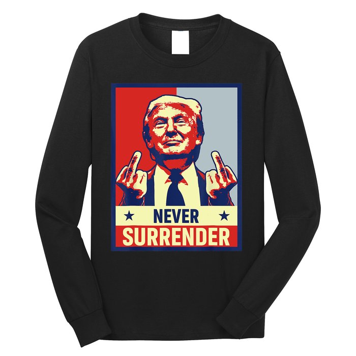 Donald Trump Never Surrender Pro Trump Trump Mug Shot Retro Long Sleeve Shirt