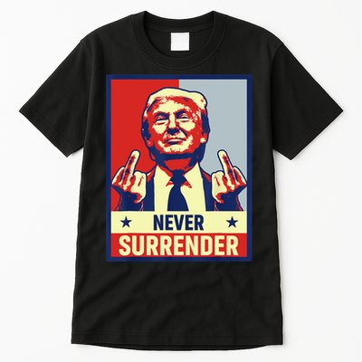 Donald Trump Never Surrender Pro Trump Trump Mug Shot Retro Tall T-Shirt