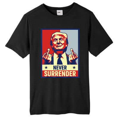 Donald Trump Never Surrender Pro Trump Trump Mug Shot Retro Tall Fusion ChromaSoft Performance T-Shirt