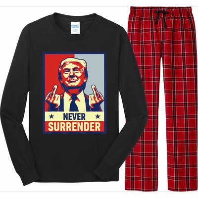 Donald Trump Never Surrender Pro Trump Trump Mug Shot Retro Long Sleeve Pajama Set