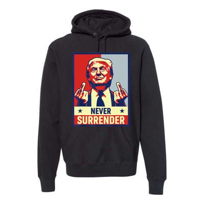 Donald Trump Never Surrender Pro Trump Trump Mug Shot Retro Premium Hoodie