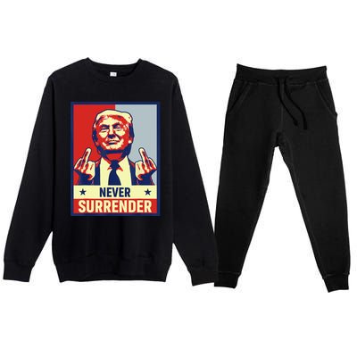 Donald Trump Never Surrender Pro Trump Trump Mug Shot Retro Premium Crewneck Sweatsuit Set