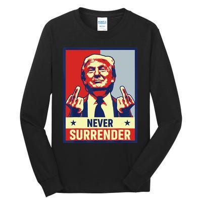 Donald Trump Never Surrender Pro Trump Trump Mug Shot Retro Tall Long Sleeve T-Shirt