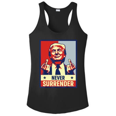 Donald Trump Never Surrender Pro Trump Trump Mug Shot Retro Ladies PosiCharge Competitor Racerback Tank